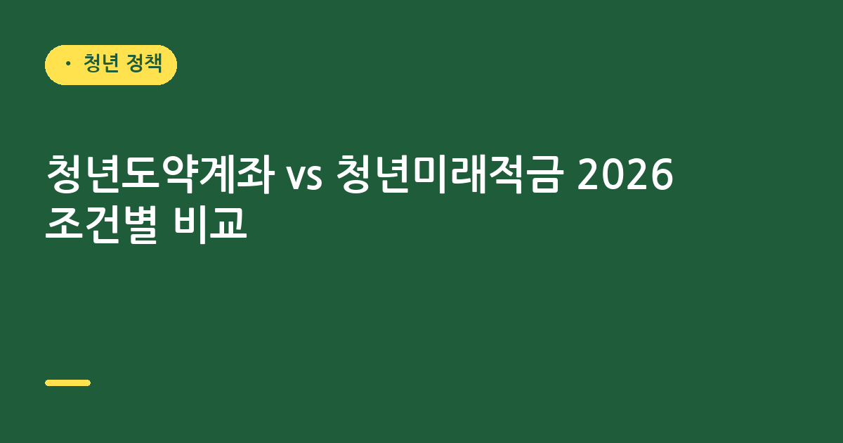 청년도약계좌 vs 청년미래적금 2026 조건별 비교