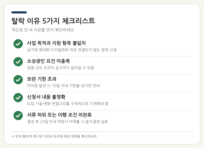 탈락 이유 5가지 체크리스트