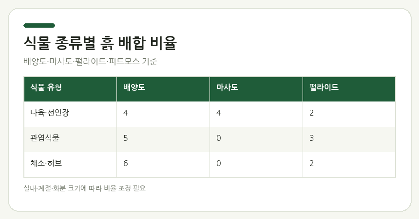 식물 종류별 흙 배합 비율